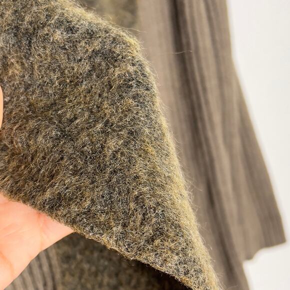 Eileen Fisher L Womens Brown Open Cardigan Sweater Wool Mohair Trim *flaw - Picture 6 of 10